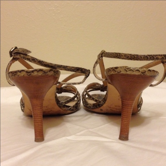 Via Spiga Snakelike-Skin Strappy Sandal Heels - Picture 3 of 3